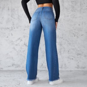 Fashion Straight Wide-Leg Jeans | Casual High-Waist Non-Elastic Women's Clothing