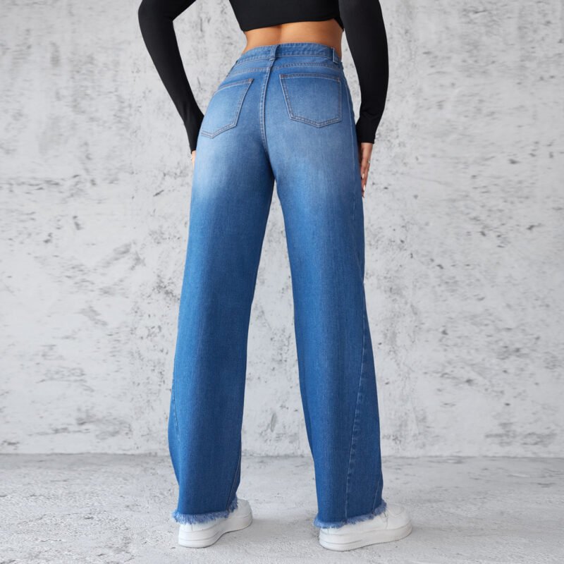 Fashion Straight Wide-Leg Jeans | Casual High-Waist Non-Elastic Women's Clothing