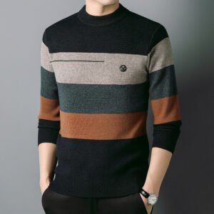Men's Fashion Casual Round Neck Knitted Shirt – Comfortable and Stylish