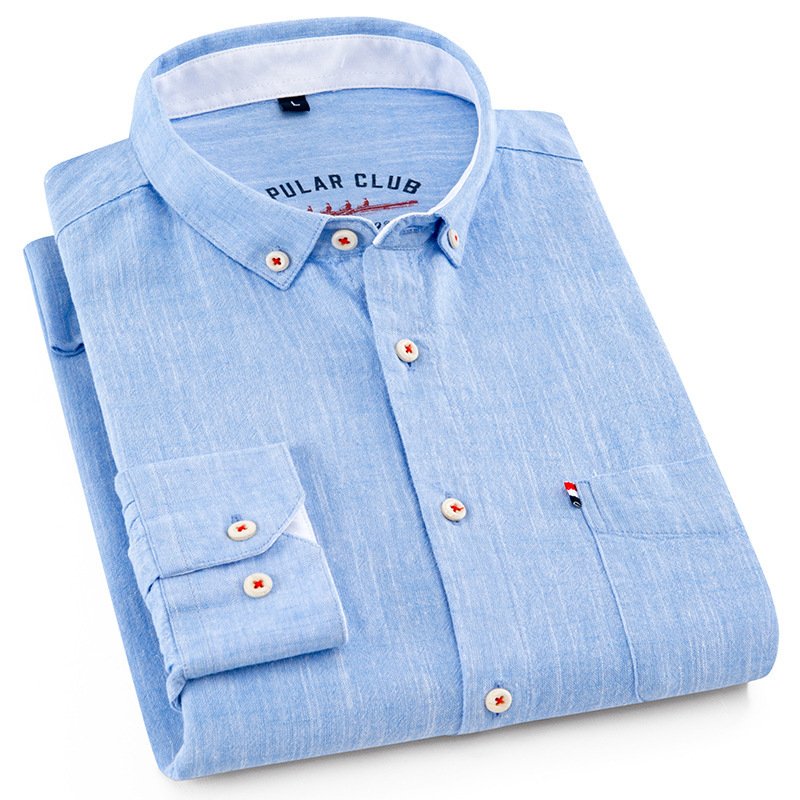 Long Sleeve Cotton Linen Slim Fit Fashion Casual Linen Shirt for Men