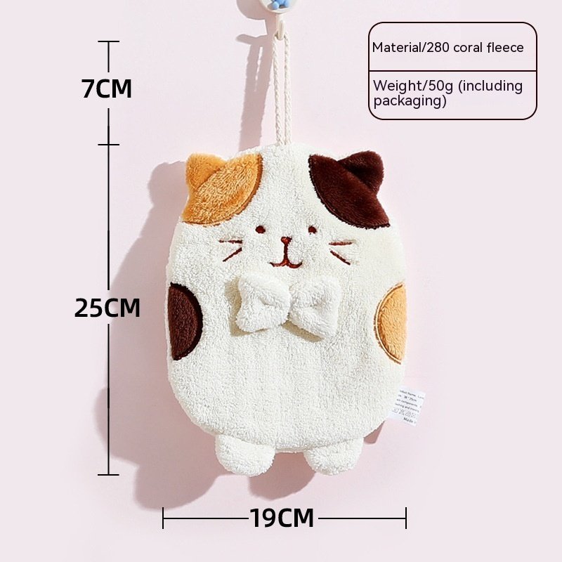 Cute Kitten Hanging Hand Towel – Absorbent & Lint-Free for Household Kitchen Use