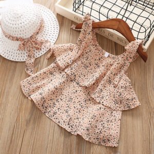 Chiffon Sling Two-Piece Suit - Floral Outfit for Girls