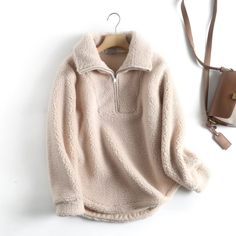 Women's Simple Casual Sweatshirt with Zipper - Comfortable & Stylish Pullover