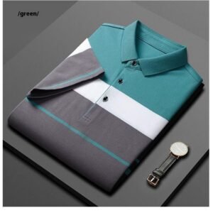 Men's High-End Cotton Striped Polo Shirt – Light Business Casual T-Shirt