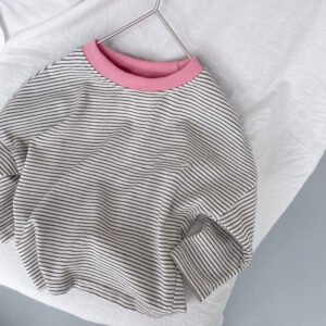 Boys and Girls Long-Sleeved Striped T-Shirt Top | Stylish & Comfortable Kids' T-Shirt
