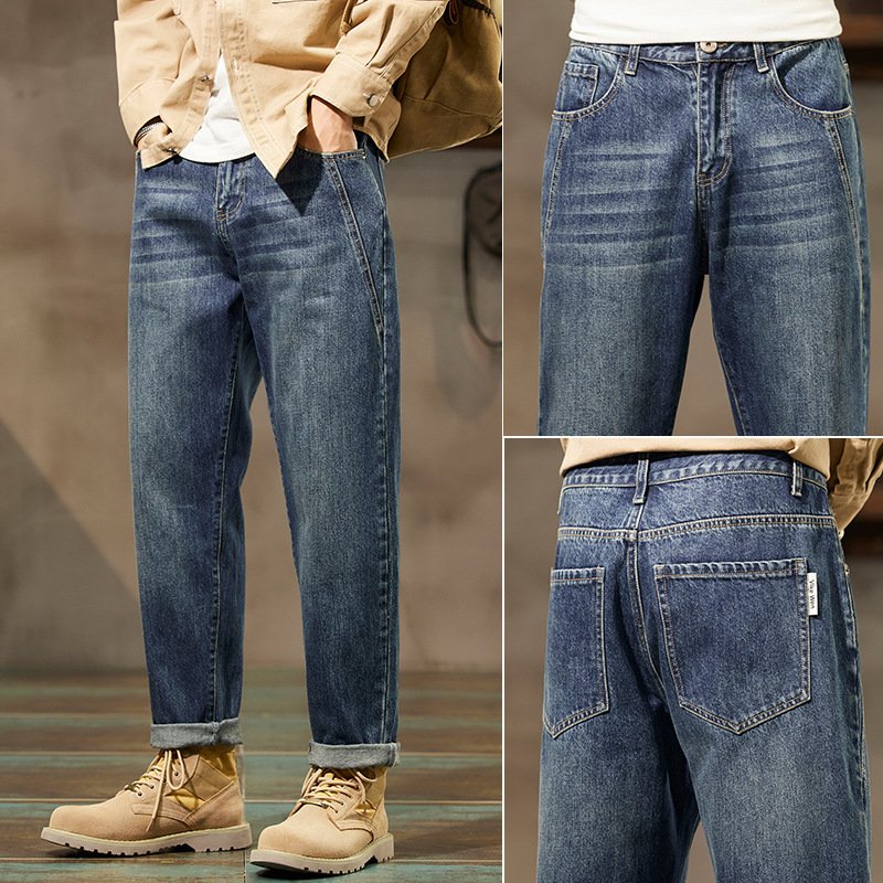 Retro Denim Pants for Men – Straight Loose Fit Vintage Style