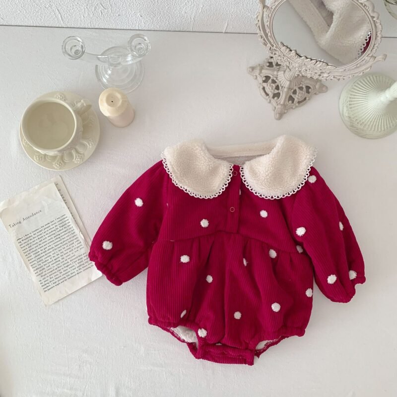 Baby Fleece-Lined Onesie Jumpsuit – Warm & Cozy Winter Outfit for Infants