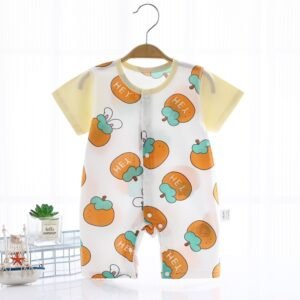 Baby One-Piece Summer Thin Jumpsuit – Short Sleeve Pure Cotton Outfit for Infants