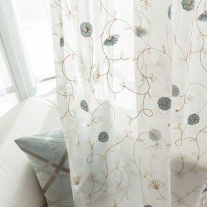 Garden Embroidered Window Screen – Elegant & Decorative Window Covering