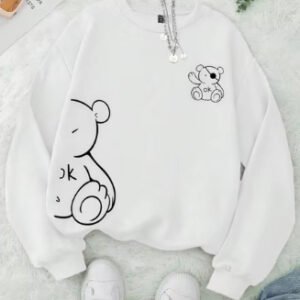 Fashion Velvet Trendy Printed Round Neck Long Sleeve Sweatshirt for Women