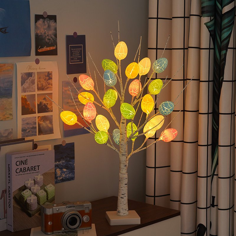 Easter Decoration 60cm Birch Tree with LED Lights – Easter Egg Ornaments, Spring Party & Kids Gifts