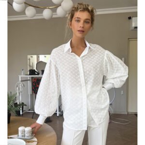 Temperament Wild Polo Collar Shirt with Small Hollow Design | Stylish & Trendy Women's Top