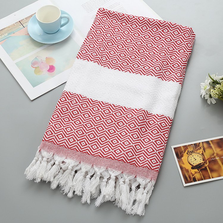 Handmade Tassel Turkish Beach Towel – Stylish & Lightweight Blanket for Beach Days