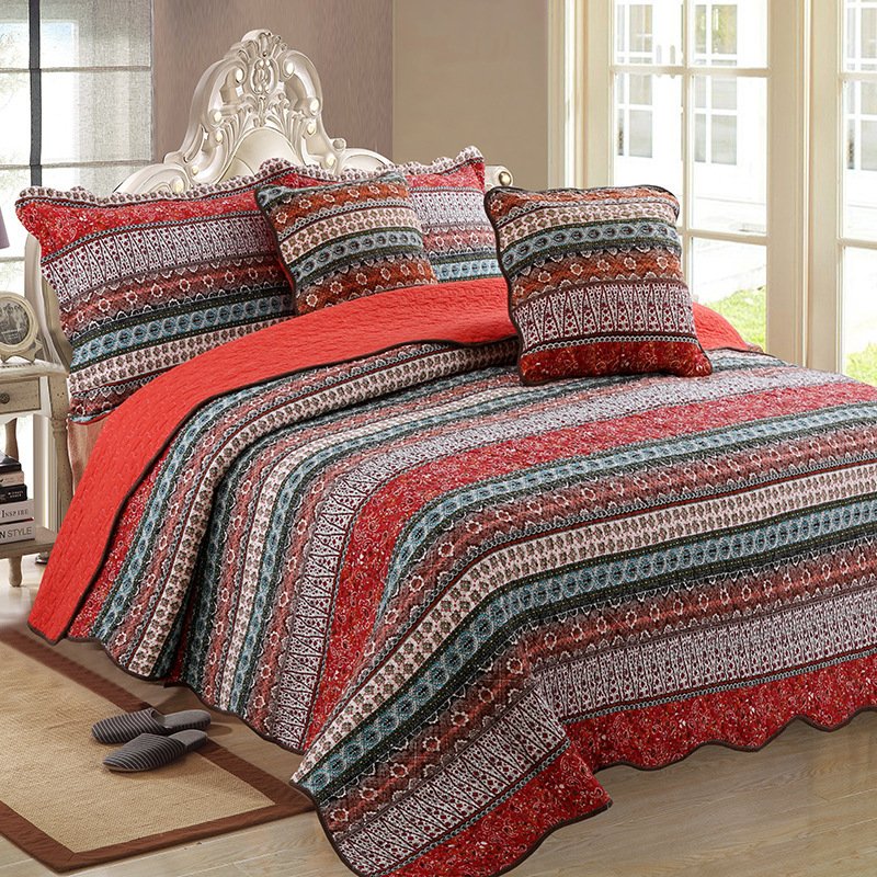 Three-Piece Set of Cotton and Linen Style Cotton Wash Quilt – Soft and Cozy Bedding