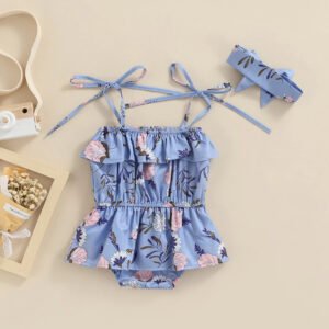 Baby Floral Strap Jumpsuit Gown – Adorable & Comfortable Outfit for Babies