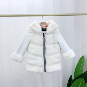 Children's Cotton Coat | Rex Rabbit Hooded Faux Fur Coat for Kids