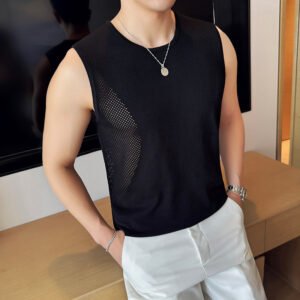 Knitted Vest Men's Athletic Fitness Stretch Sleeveless T-shirt – Comfortable & Durable