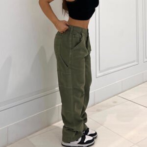 Straight Leg Denim Trousers- Stitching Detail & Multi-Pocket Design