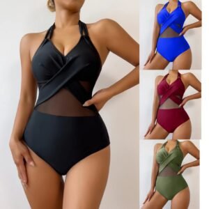 New Fashion One-Piece Swimsuit - Solid Color Elegant Swimwear