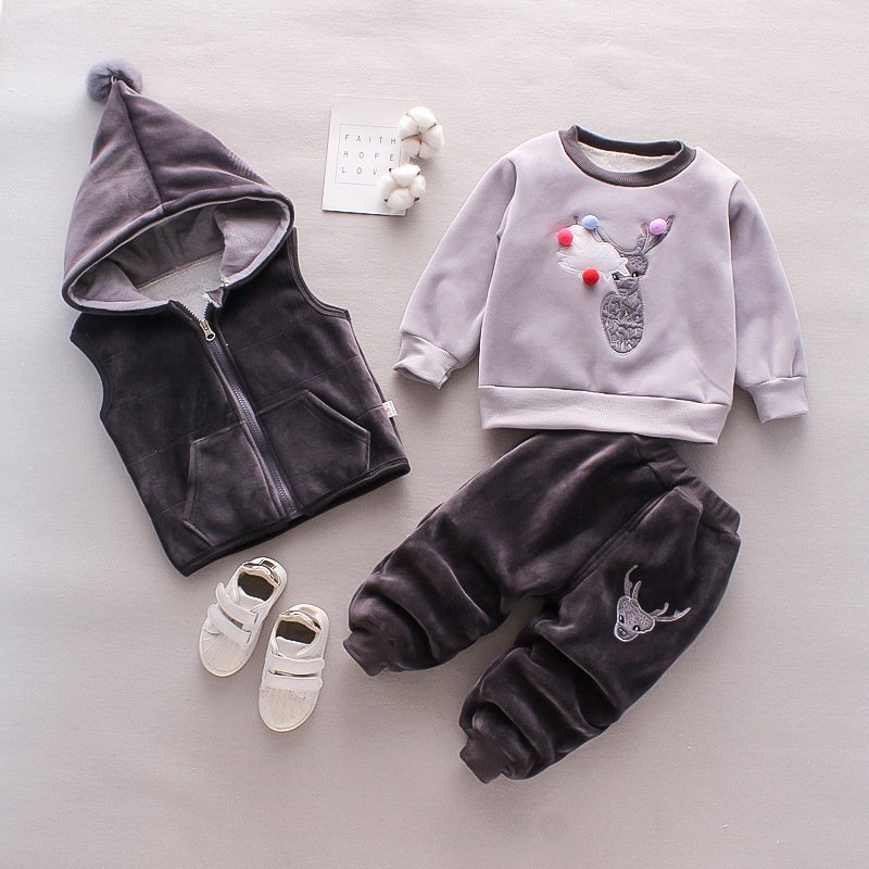 Baby Thickening Three-Piece Set – Warm & Cozy Outfit for Cold Weather