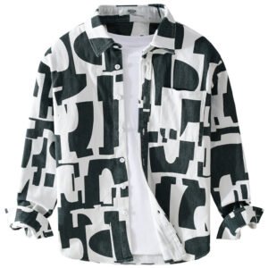 Geometric Contrast Color Stylish Long Sleeve Shirt – Trendy & Unique