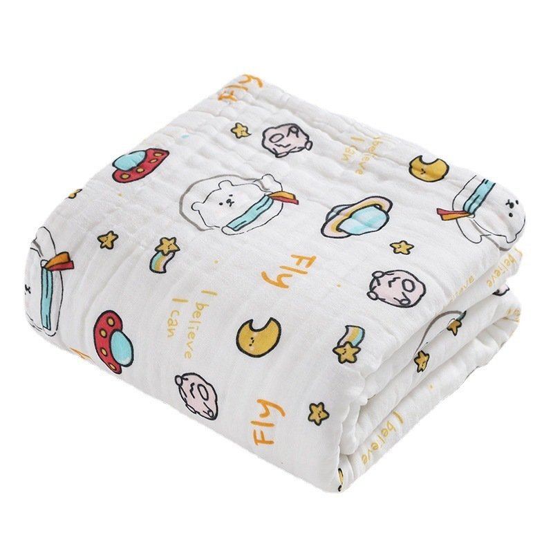 Newborn Baby Printed Pure Cotton Gauze Blanket - Soft & Breathable Swaddle Blanket