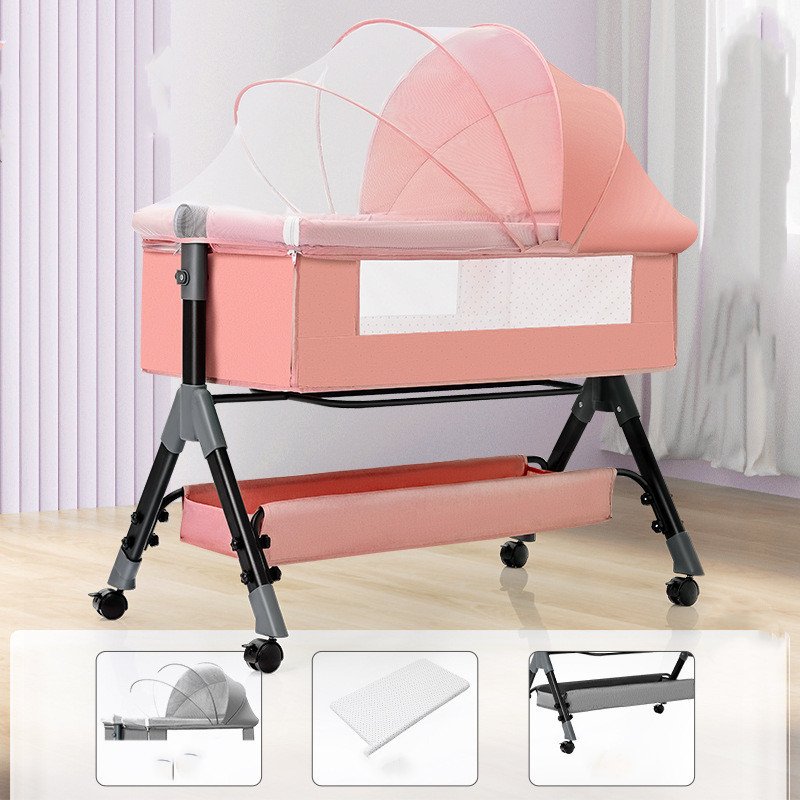 Baby Splicing Portable Multifunctional Mobile Folding Cradle Bed - Convenient Travel Baby Bed