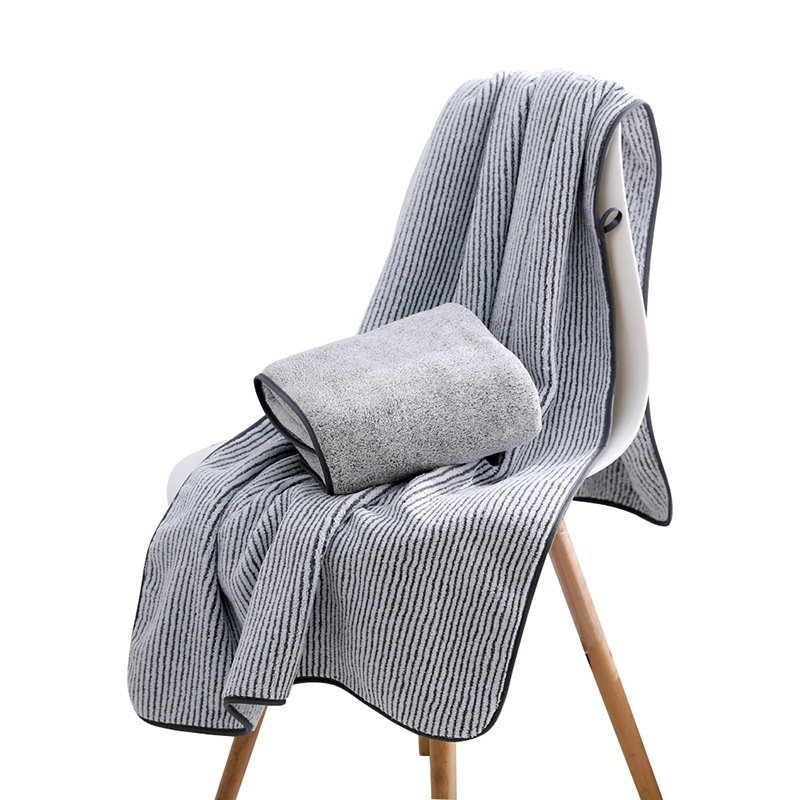 Antibacterial Bamboo Charcoal Fiber Bath Towel – Thick Coral Fleece, Absorbent & Soft for Home