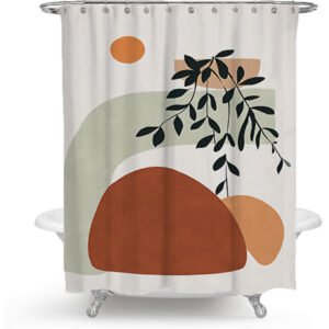 Simple Geometric Shower Curtain – Waterproof Polyester Bathroom Curtain for Modern Style