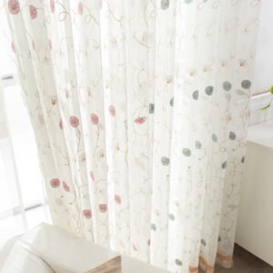 Garden Embroidered Window Screen – Elegant & Decorative Window Covering