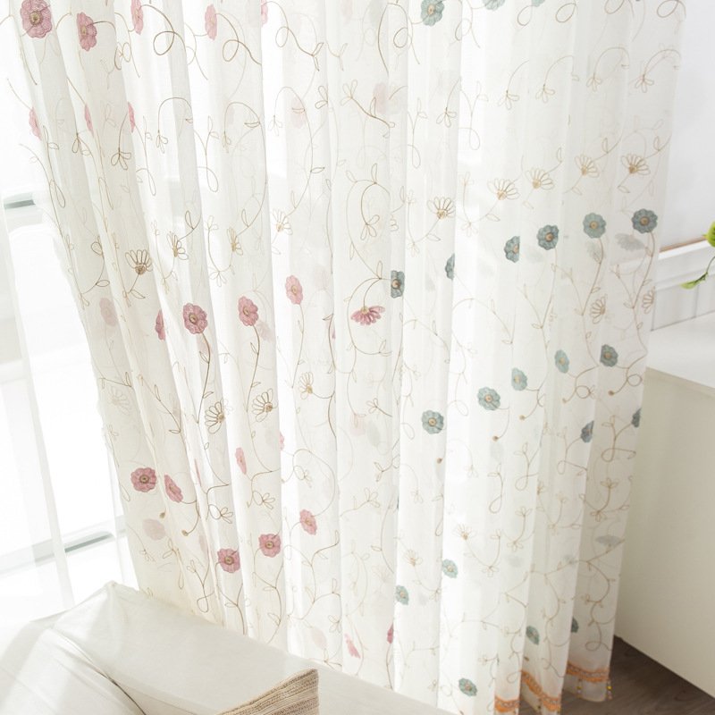 Garden Embroidered Window Screen – Elegant & Decorative Window Covering