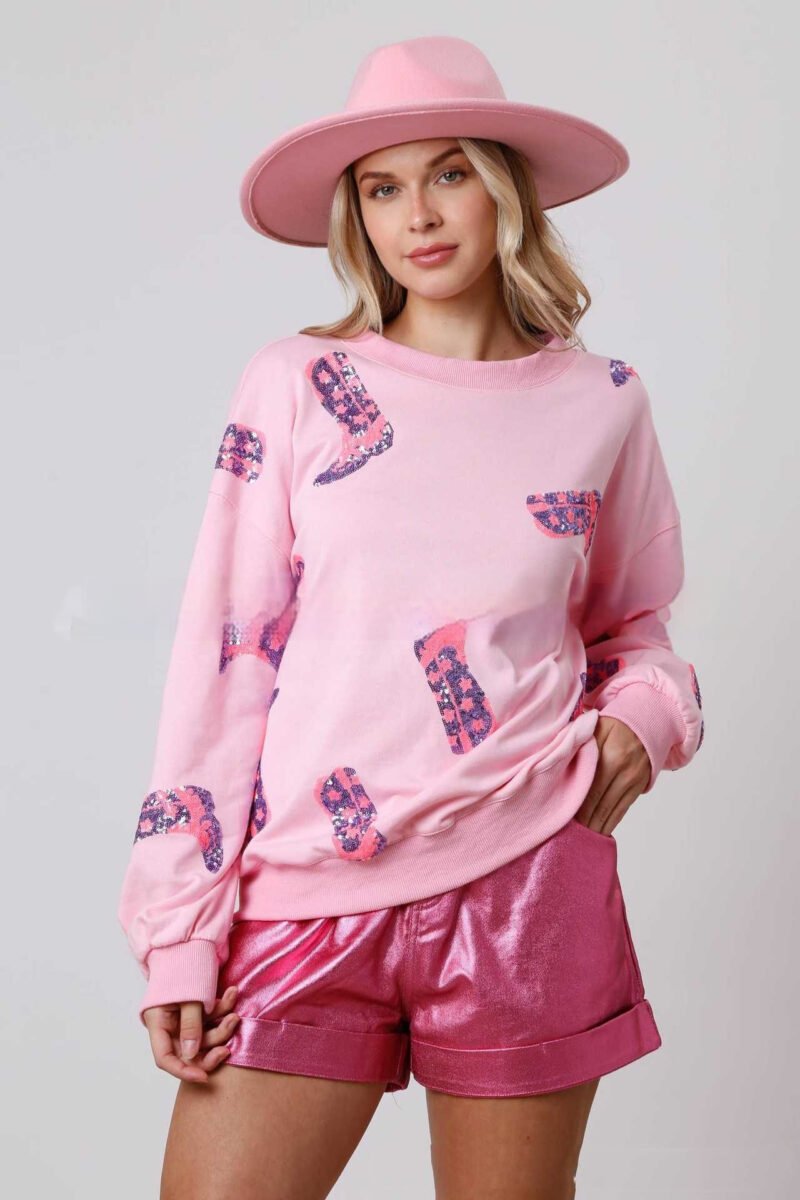 Women's Valentine's Day Sequined Long-Sleeved Sweater - Stylish Sweatshirt