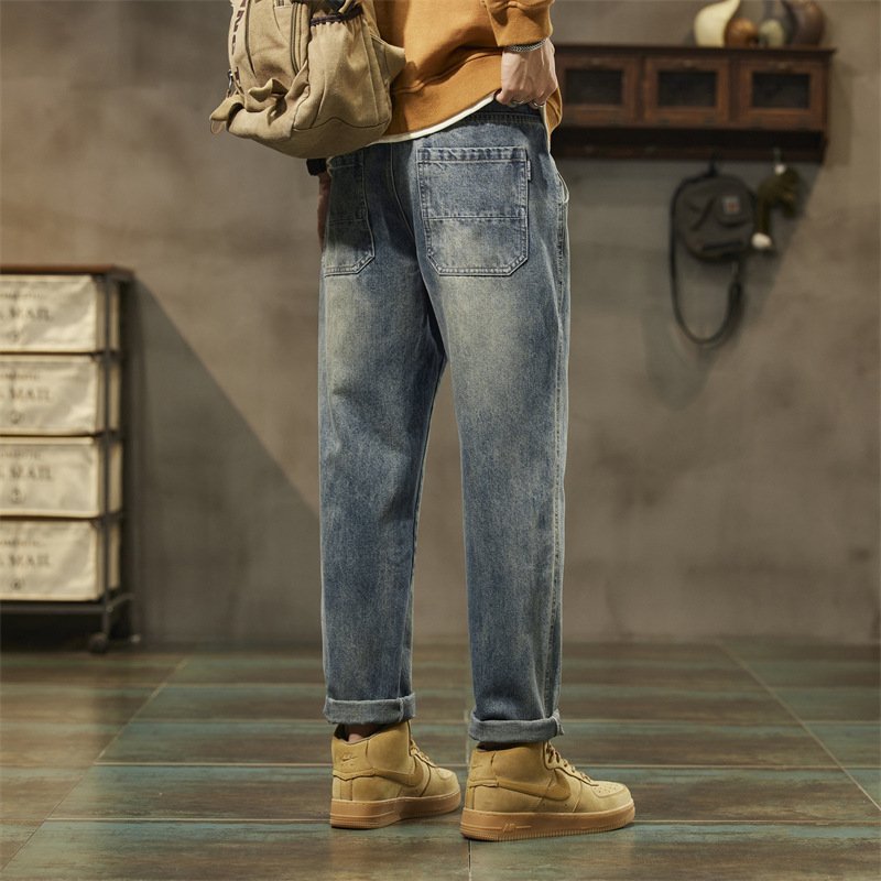 Retro Denim Pants for Men – Straight Loose Fit Vintage Style