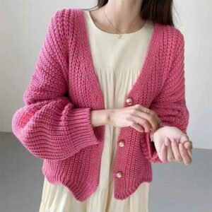 Sweater Cardigan - Loose & Slimming Sweater for Women
