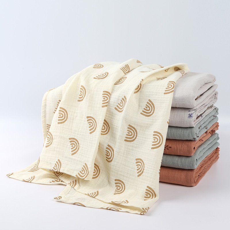 Double-Layer Crepe Baby Cover Blanket – Swaddling Gauze Towel & Newborn Package Combo