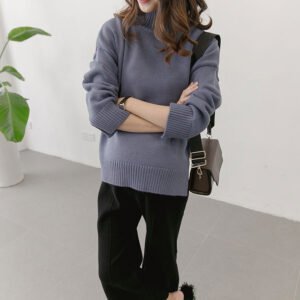 Winter New Maternity Sweater - Loose Fit Turtleneck for Pregnant Women