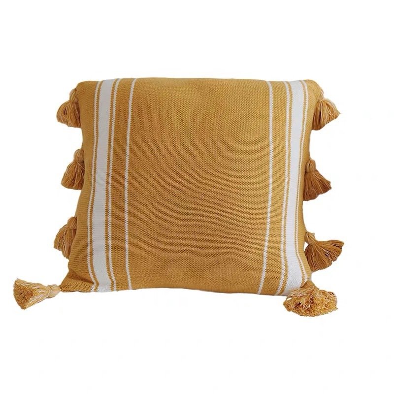 Nordic Simple Solid Color Wool Ball Pillow – Cozy and Elegant Decorative Cushion