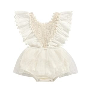 Sleeveless Lace Baby Creeper - Soft & Elegant Baby Outfit for Warm Weather