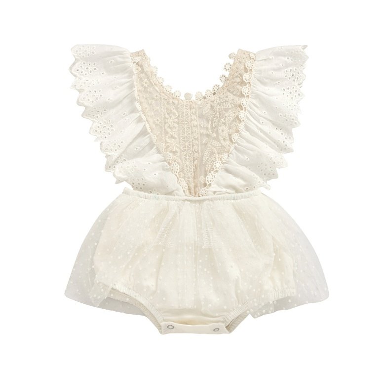 Sleeveless Lace Baby Creeper - Soft & Elegant Baby Outfit for Warm Weather