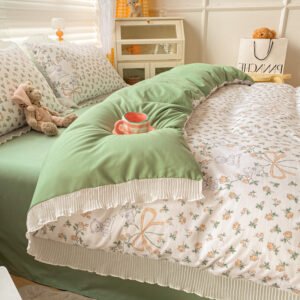 Gentle Wind Network Red Bedding Set of Four – Summer Countryside Style Bedding