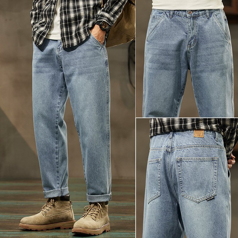 Retro Denim Pants for Men – Straight Loose Fit Vintage Style