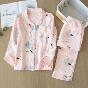 Skin-Friendly Washed Pure Cotton Yarn Pajamas for Women | Soft & Comfortable Sleepwear