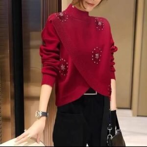 Women's Long-Sleeved Sweater | Half Turtleneck Loose Fit
