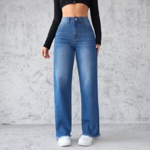 Fashion Straight Wide-Leg Jeans | Casual High-Waist Non-Elastic Women's Clothing
