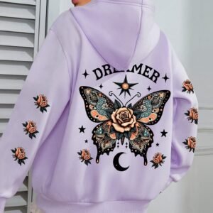 Letter Print Hoodie with Casual Drawstring for Women - Stylish & Comfortable