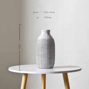 Flower Vase – Ceramic Vertical Pattern Ornaments for Elegant Home Decor