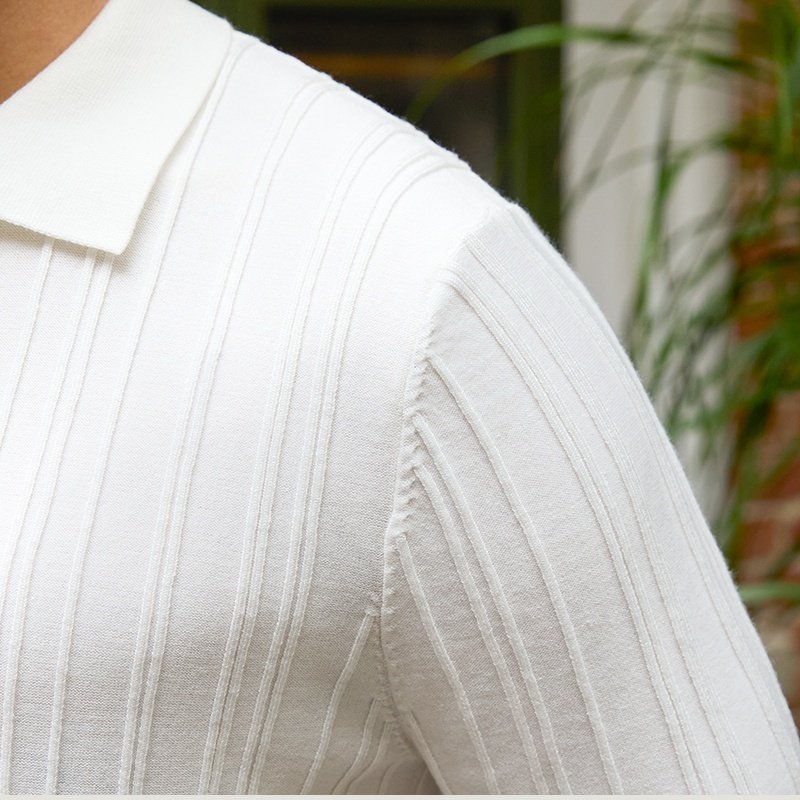 All-Matching Slim Fit Stripe Knitwear Short Sleeve – Stylish Men's Top