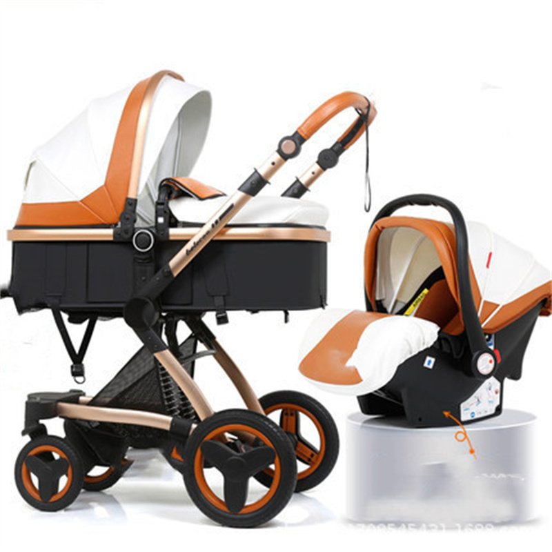 High Landscape Baby Stroller with Basket – Sit & Lie Function, Foldable Design