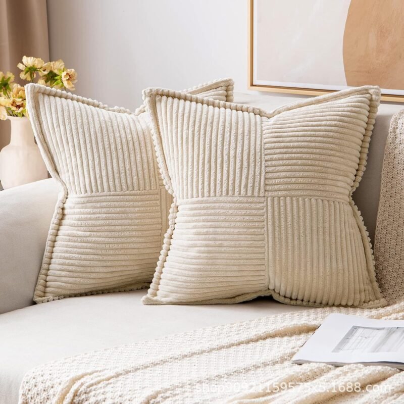 Corduroy Pillow Covers – Super Soft Boho Striped Throw Pillows for Couch & Living Room Decor