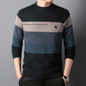 Men's Fashion Casual Round Neck Knitted Shirt – Comfortable and Stylish